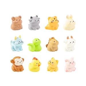 Set di 12 simpatiche figurine in miniatura dello zodiaco cinese per decorazioni fai-da-te
