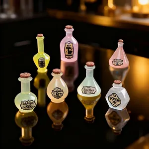 Decorative set of luminous miniature magic potion bottles for dollhouse DIY resin crafts