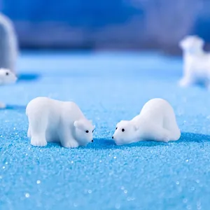 Miniature polar bear figurines for DIY micro-landscape and snow scene decoration
