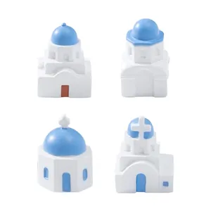 Ensemble de 4 modèles de maisons méditerranéennes en résine pour décor de micro-paysage