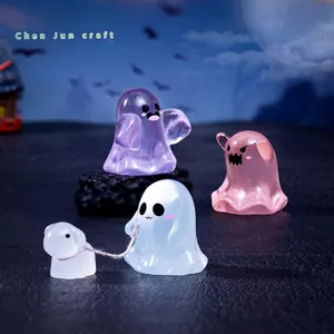 Lichtgevende grappige spookbeeldjes en hondje miniatuur van hars voor Halloween decor