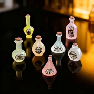 Luminous miniature magic potion bottles in various colors for dollhouse DIY resin crafts