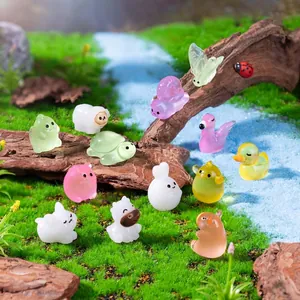 Luminous Resin Miniature Animal Figurine Cute Glow in The Dark Micro Landscape DIY Craft Decoration Desk Ornament