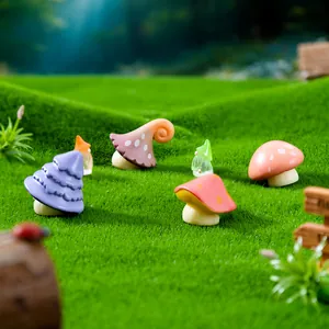 Colorful miniature mushroom figurines for DIY moss micro-landscape gardening decor