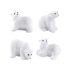 Miniature polar bear figurines set for micro landscape and DIY crafts decor