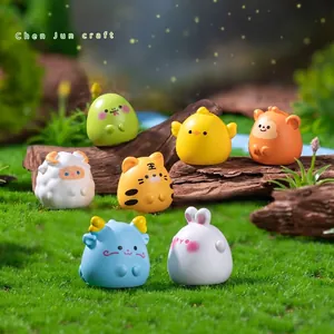 Mignonnes Figurines en Résine Animaux du Zodiaque Chinois Micro Paysage DIY Ornements Voiture Bureau Décoration Maison Accessoires