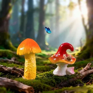 Funghi in resina realistici per micro-paesaggi di muschio e decorazioni da giardino.