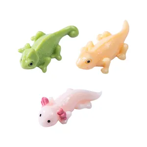 Realistic miniature resin axolotl and lizard figurines for DIY micro landscape decoration