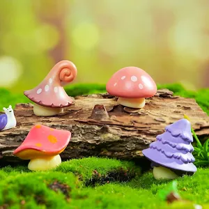 Set of 4 miniature forest mushrooms for moss micro-landscape garden DIY decoration
