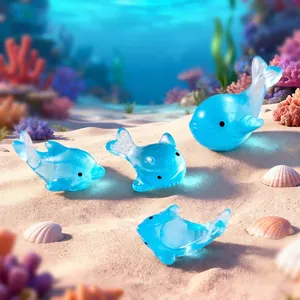 Creatieve Blauwe Hars Dolfijn Walvis Micro Landschap DIY Ornamenten Mini Bureau Decor Zee Dier Miniatuur Figuur Accessoires