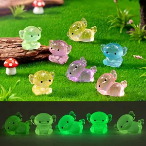 Mini Leuchtende Axolotl Harzfigur Mit Feiner Glitzerdekoration Für DIY Mikro-Landschaft Zuhause Desktop Ornament Nachtlicht Axolotl