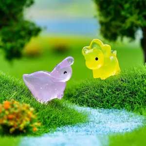 Set of mini glow-in-the-dark dinosaur figurines for micro landscape DIY garden decor
