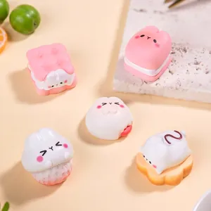 Cute pink rabbit cookie and dessert miniature figurines for DIY cream glue decoration.