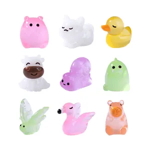 Cute mini luminous resin animal figurines set for micro landscape DIY garden decoration