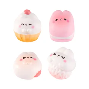 Collection of four adorable pink rabbit miniature dessert ornaments for DIY decorations