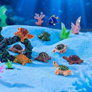 Detailed miniature turtle and tropical fish figurines for aquarium DIY landscaping decor
