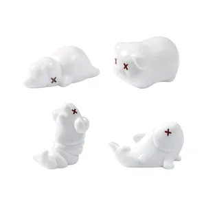 Lot de 4 figurines animales créatives blanches pour décoration de maison de poupée DIY