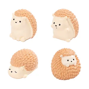 Set of 4 cute chubby hedgehog figurines for micro-landscape DIY desktop decoration