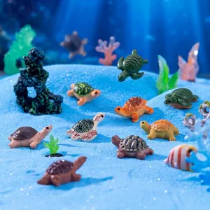 Miniature resin sea turtle figurines for aquarium and DIY micro landscape decoration
