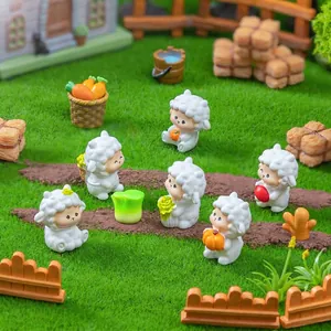 Set of cute miniature sheep figurines for autumn farm theme DIY micro landscape decor