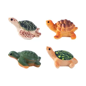 Set of 4 realistic miniature sea turtle figurines for aquarium and DIY landscape decor.