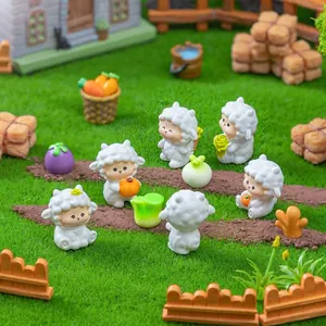 Set of cute miniature sheep figurines for DIY farm micro landscape and car dashboard decor