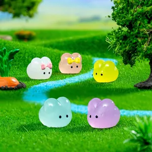 Adorable luminous mini rabbit figurines for micro landscape DIY gardening decorations