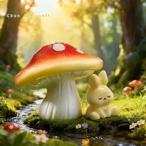 Cartoon Mushroom Rabbit Miniature Resin DIY Fairy Garden Accessories Micro Landscape Desktop Decoration For Home Car