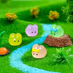 Colorful cute luminous mini rabbit figurines for micro landscape garden DIY decoration accessories