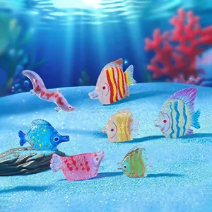 Figurines de poissons plats lumineux colorés pour paysages d'aquarium et déco DIY