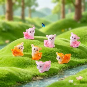 Süße Miniatur Harz Hirsch Figur Cartoon Rehkitz Ornament Für Mikro Landschaft DIY Garten Dekor Auto Armaturenbrett Schreibtisch Dekoration