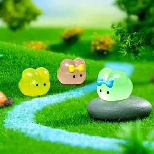Cute luminous mini rabbit figurines for fairy garden DIY and micro landscape decoration