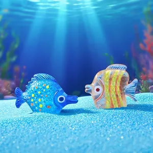 Figurines de poissons plats colorés phosphorescents pour aquarium miniature