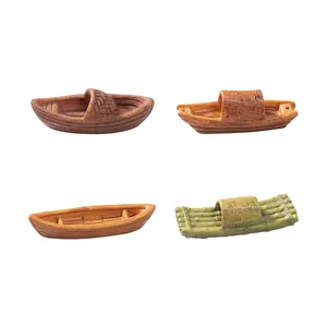 Miniature Chinese awning boats and bamboo rafts for aquarium and micro landscape DIY decor.