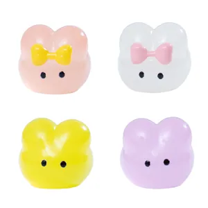Four glowing miniature rabbit figurines for DIY garden decor and micro landscape crafts.