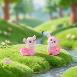 Süße Miniatur-Rehfiguren in Rosa für die DIY-Mikrolandschafts-Gartendekoration
