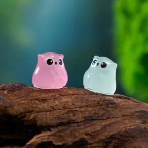 Figurines de chouettes lumineuses pour décoration de micro-paysages