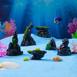 Miniature aquarium reef rocks and coral decor set for fish tank DIY landscaping