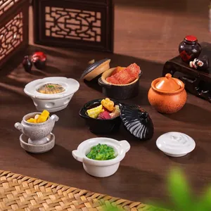 Miniature Resin Casserole Dish Model Dollhouse DIY Accessories Micro Landscape Simulation Kitchenware Pot Desktop Ornament
