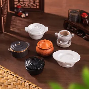 Set of miniature ceramic kitchenware for dollhouse DIY micro landscape decoration