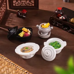 Set of miniature dollhouse cookware and food models for creative DIY micro landscapes