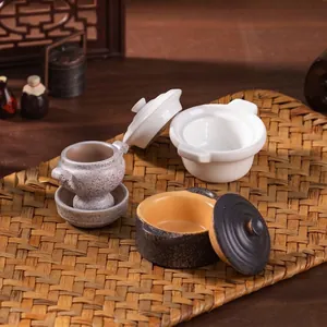 Handcrafted miniature ceramic casserole pots and plates for dollhouse DIY decoration accessories