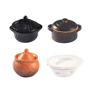 Detailed set of 4 miniature dollhouse kitchenware including casseroles and bowls