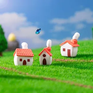 Miniature red roof cottages for micro landscape gardening DIY fairy garden accessories