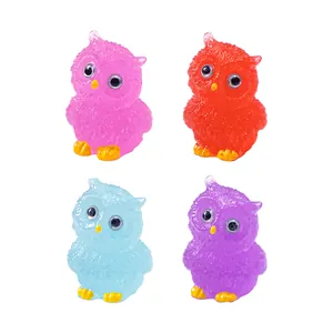 Set of 4 colorful glow-in-the-dark owl figurines for DIY garden decoration