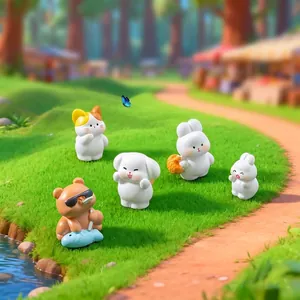 Collection of miniature cute animal figurines for micro-landscape DIY garden decor