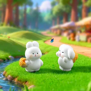 Pair of creative mini animal figurines for DIY micro-landscape desktop decoration
