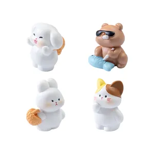 Set of 4 miniature animal figurines for creative micro-landscape DIY desktop decor