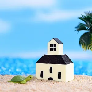 Mediterrane stijl miniatuur witte kerk voor mos micro landschap decoratie huis