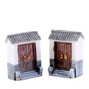 Set di 2 cancelli cinesi in miniatura in resina per decorazione micro paesaggi